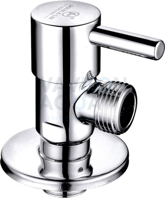 Кран угловой Double Lin Хром, керам. букса, чашка  для подкл-я приборов  Ду=1/2х1/2**