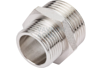 Ниппель переходной Double Lin Н/Н 1.1/4" х 1/2" никелированная латунь  (1/15/150)