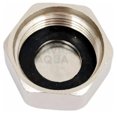 Заглушка Double Lin с прокладкой в/р - 1" никелированная латунь (1/60/360)