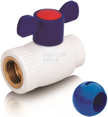 Кран шаровый Blue Ocean (ХВС) (вн) бабочка 1 сварн гол - 20x1/2" (шар АBS) (75шт/кор)