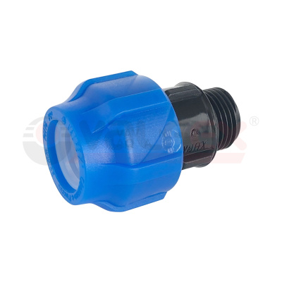 Муфта ПНД компр. соединительная c наружной резьбой 20х3/4" (270/45) VALFEX