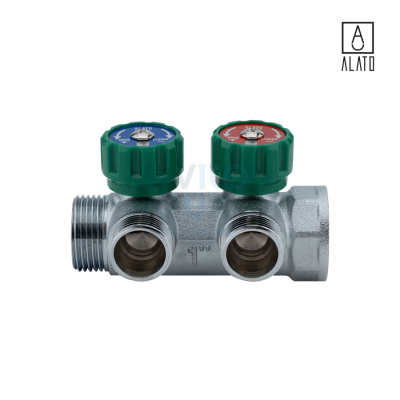 Регулирующий коллектор ALATO под "евроконус" 1"ВР х 2вых х 3/4"ЕК х 1"НР