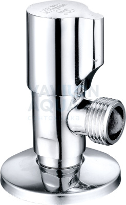 Кран угловой Double Lin Хром, керам. букса, чашка для подкл-я приборов  Ду=1/2х1/2