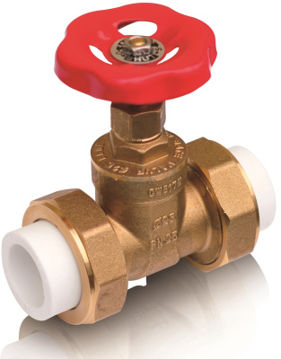 Кран Blue Ocean полнопроходной из латуни 2 сварные головки из ППР - 32 (20шт/кор) 