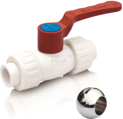 Кран шаровый Blue Ocean (ГВС) "рычаг"  2 разъемные сварные головы - 20 (40шт/кор)