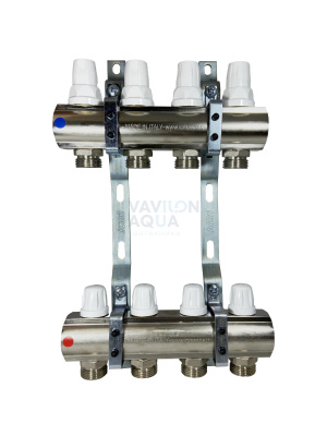 Коллектор ICMA, регулировка ручная или терморегулирующая (28х1.5), 1"х3/4"(евроконус) - 4 вых.