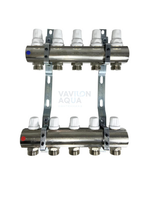 Коллектор ICMA, регулировка ручная или терморегулирующая (28х1.5), 1"х3/4"(евроконус) - 5 вых.