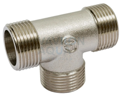 Тройник Double Lin нр/нр/нр - 3/4" никелированная латунь (1/18/216)